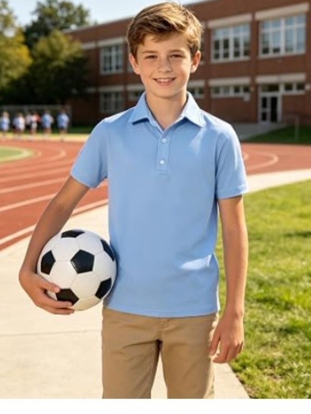 Boys Performance Polo Dry Fit Short Sleeve School Uniform Blue